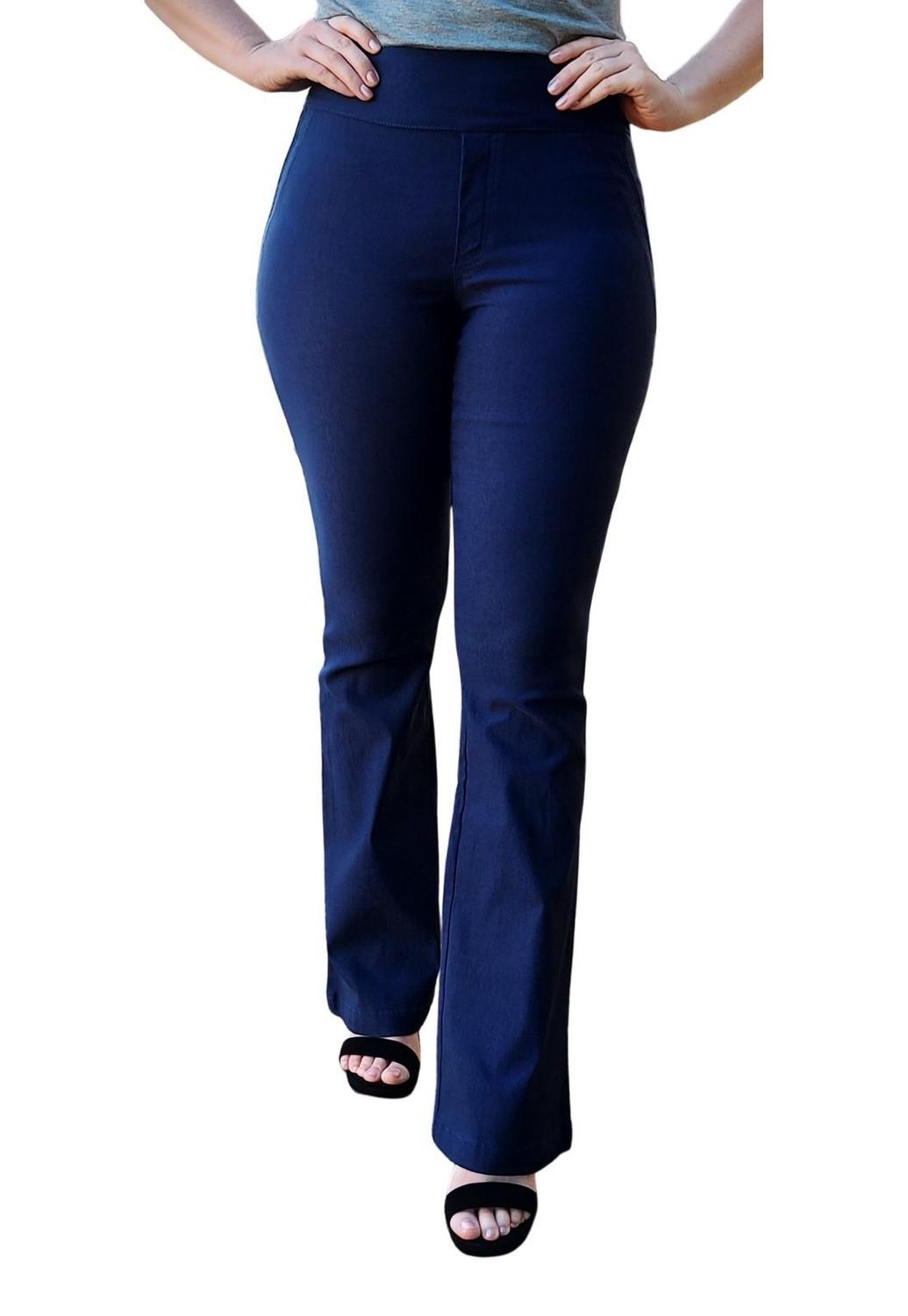 calça jeans cós largo cintura alta