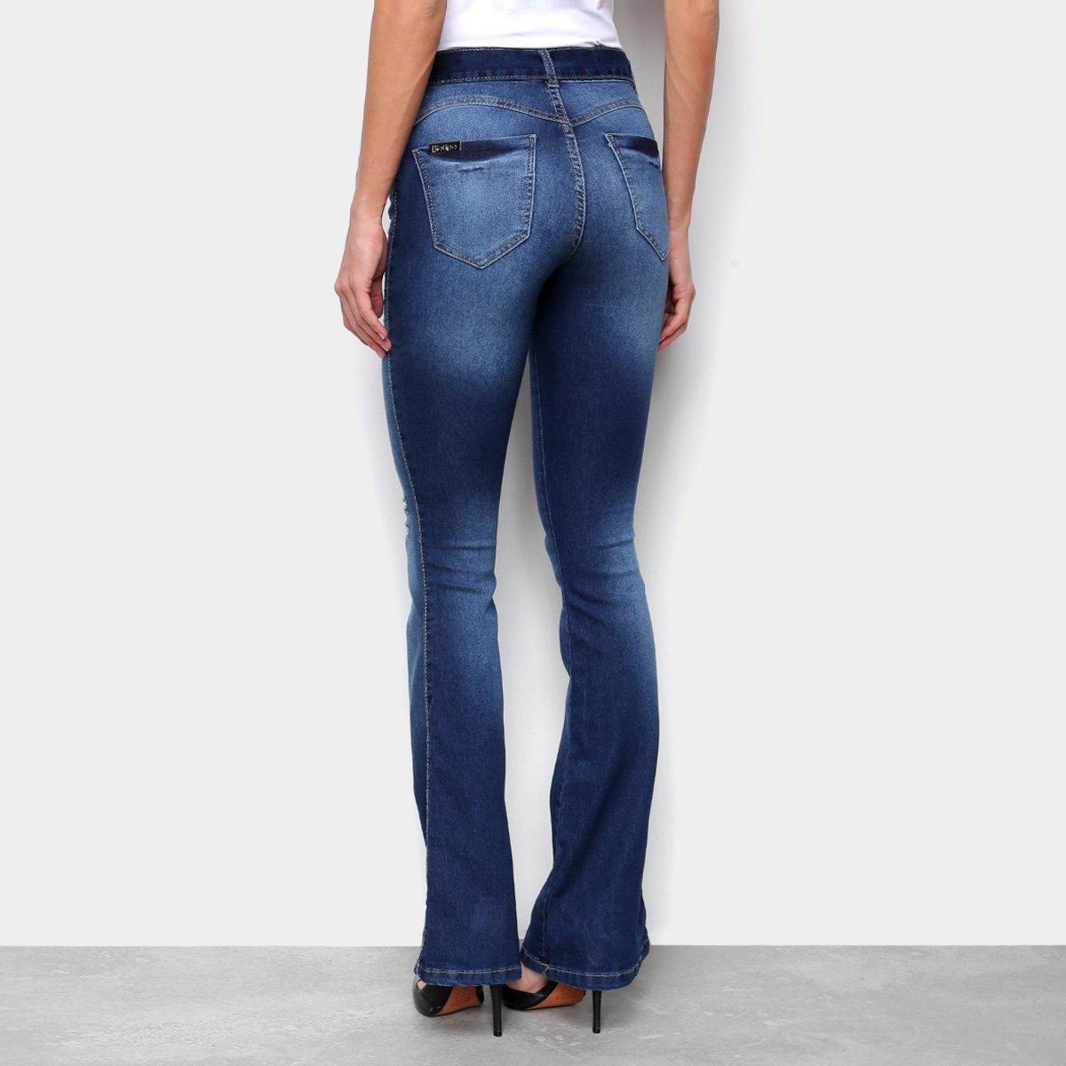calça feminina jeans flare cintura média biotipo