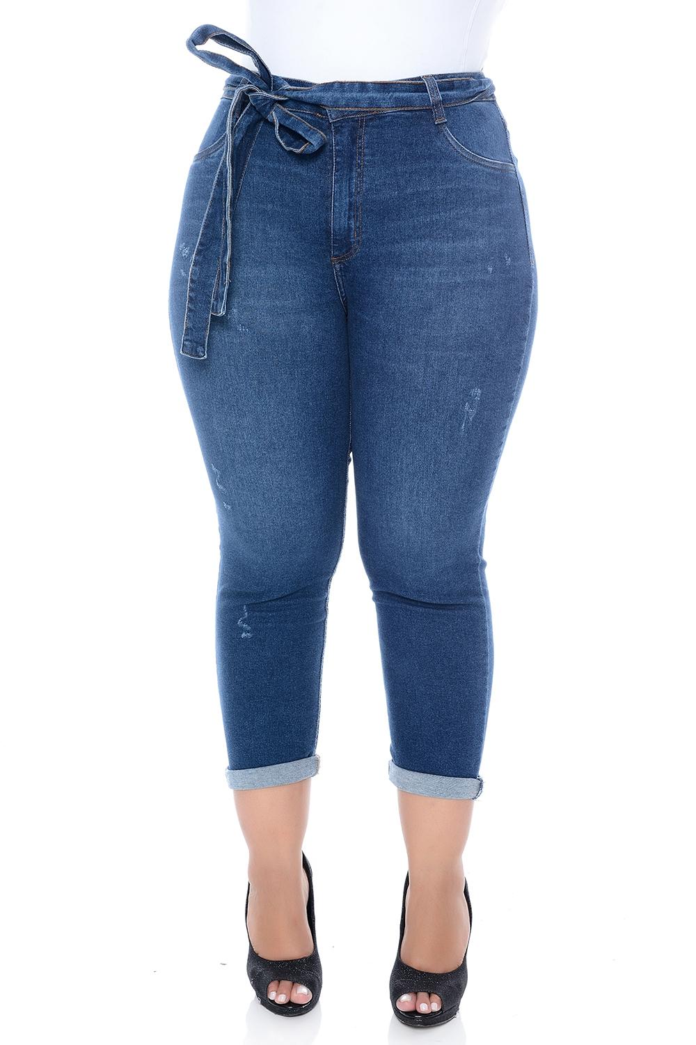 calça jeans cropped plus size