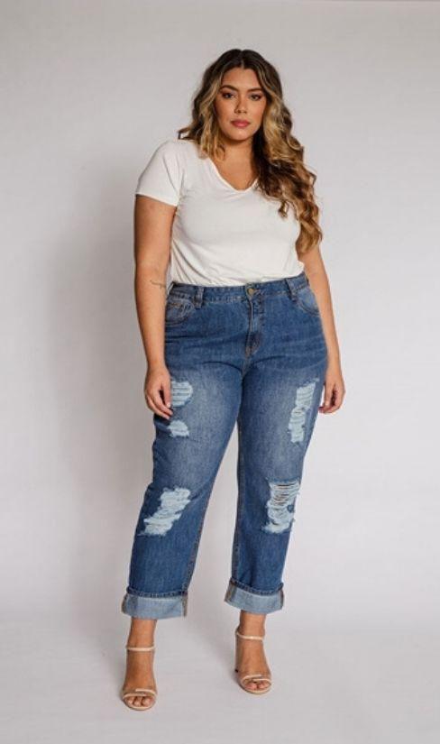 calça boyfriend feminina plus size