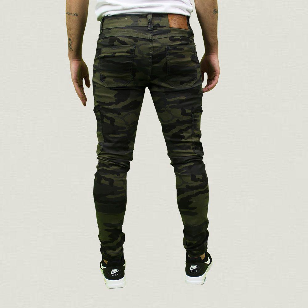 calça jeans masculina camuflada