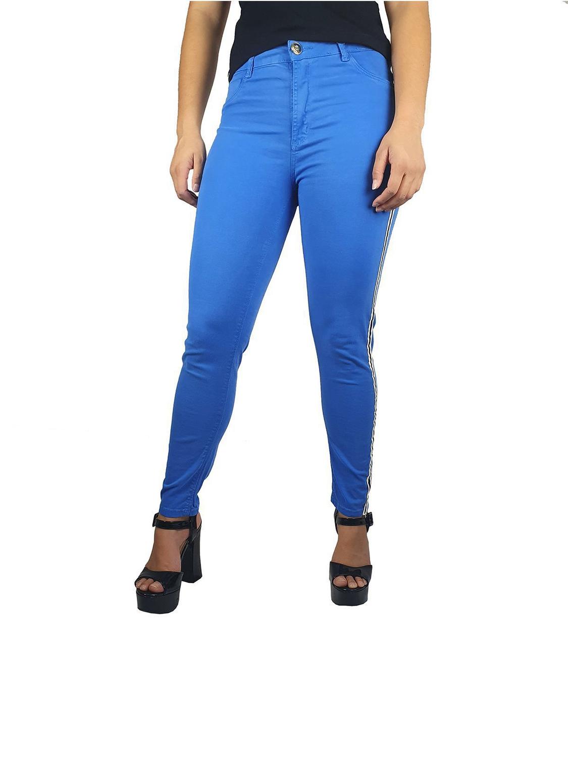 Calça Jeans Cigarrete Feminina Faixa Lateral Sawary Azul Royal - Calça Jeans Feminina - Magazine Luiza
