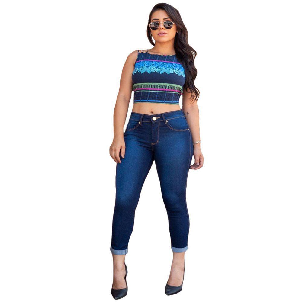 calça jeans feminina azul escuro