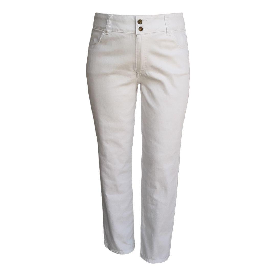 calça jeans branca cintura alta feminina