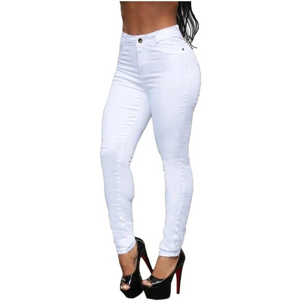 calça jeans feminina cintura alta branca