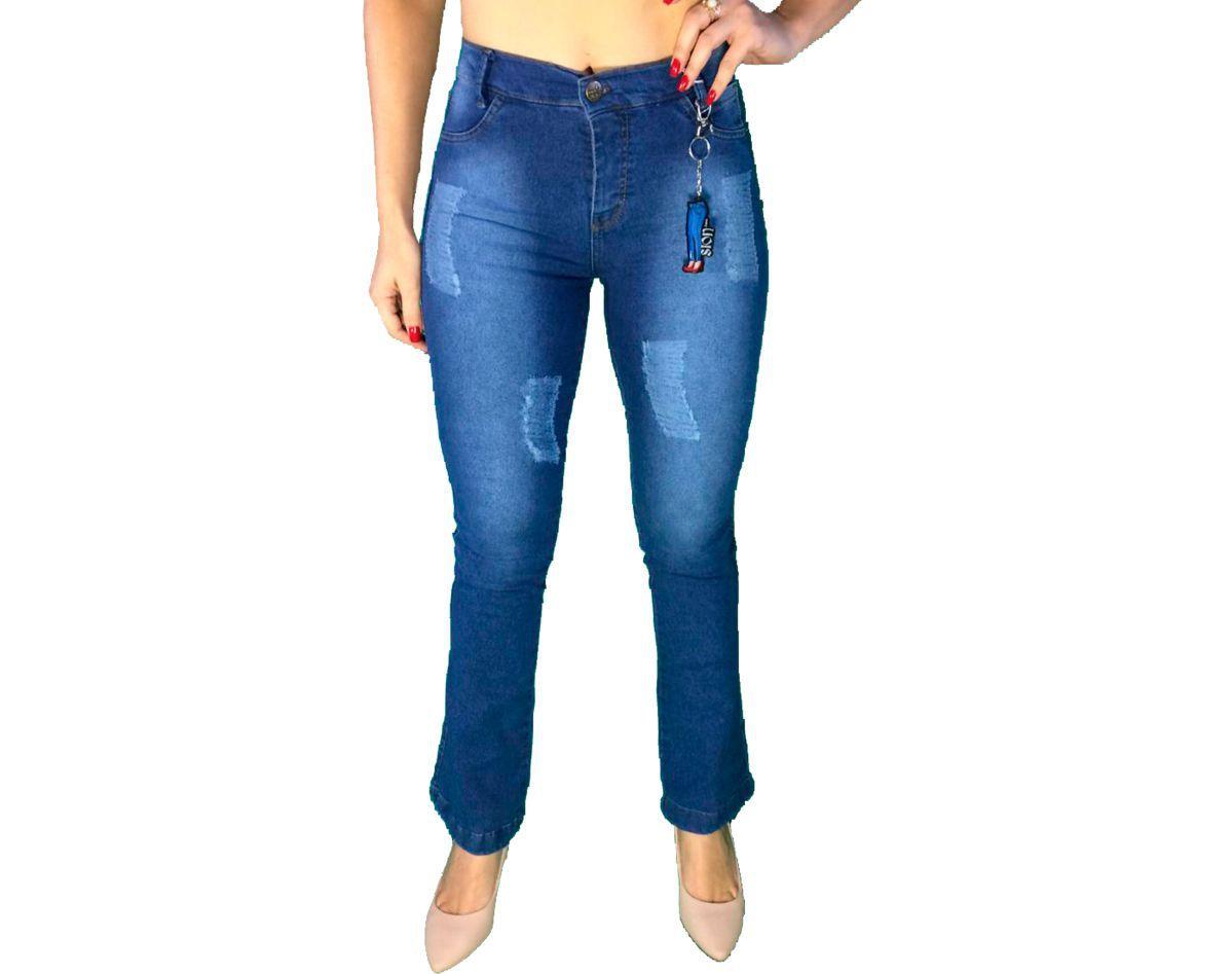 calça flare cos alto jeans