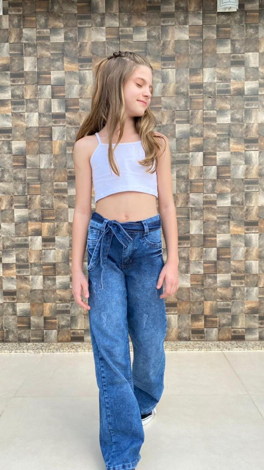 Calça Juvenil Jeans Wide Leg Destroyed Capricho Tam 10 a 16 | Marisa