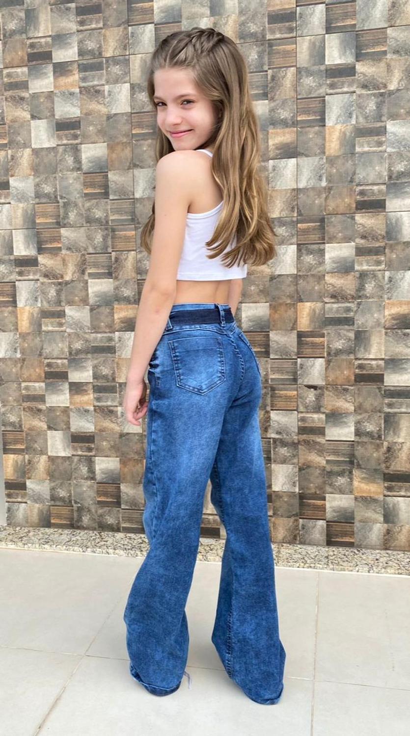 Calça Jeans Feminina Juvenil Pantalona wide leg tam 10 ao 16 (R:6230) -  review jeans - Calça Jeans Feminina - Magazine Luiza
