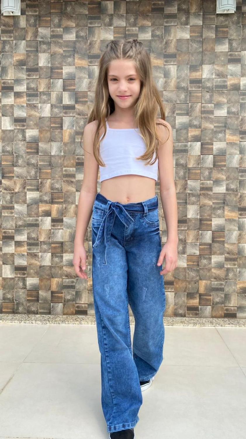 Calça Jeans Feminina Juvenil Pantalona wide leg tam 10 ao 16 (R:6230) -  review jeans - Calça Jeans Feminina - Magazine Luiza