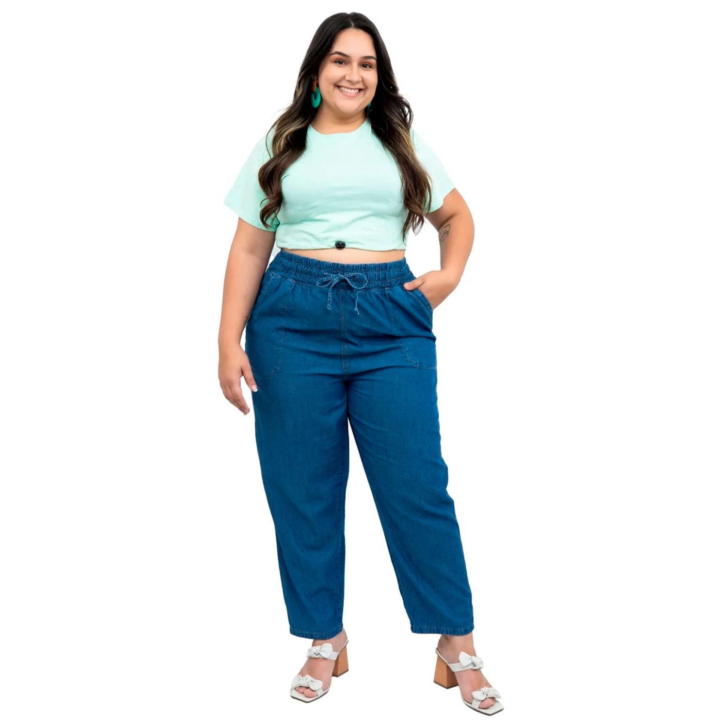 Plus Size CalÇa Jeans Com Cos De Elastico Calça Jeans Feminina