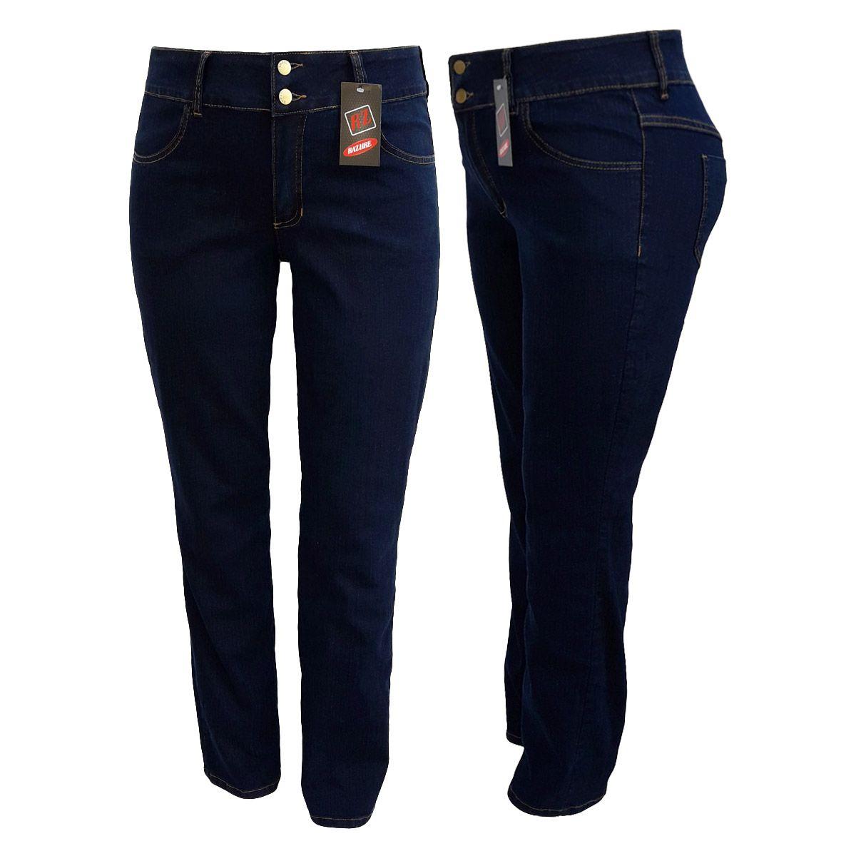 calça jeans reta feminina plus size