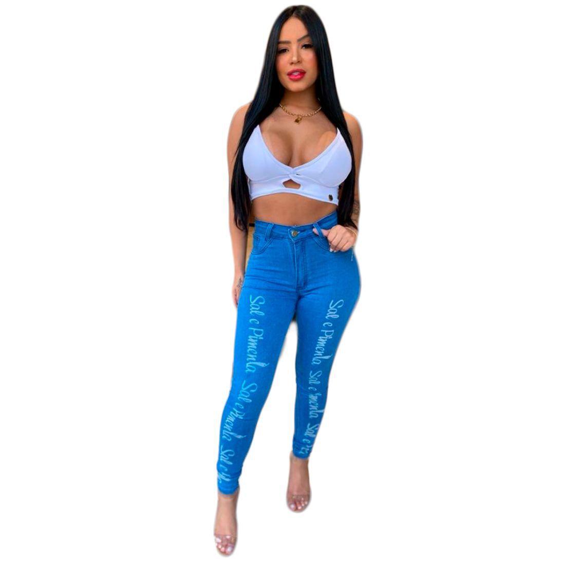 Calça Jeans Feminina Sal e Pimenta Original Com Elastano Detalhe Nome -  Roupas Femininas - Magazine Luiza