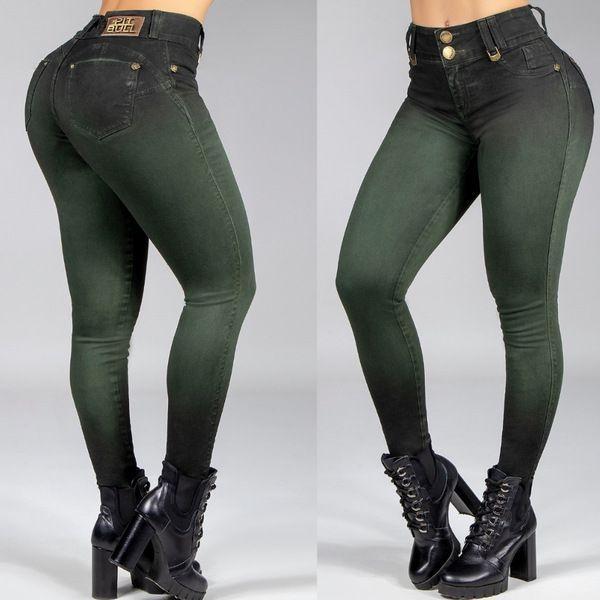 calça jeans feminina verde militar