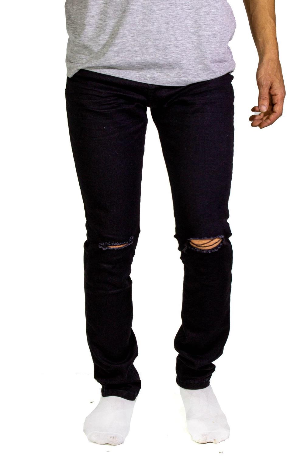 calça jeans masculina preta rasgada