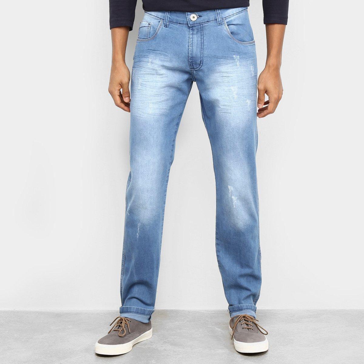 calça jeans estonada masculina