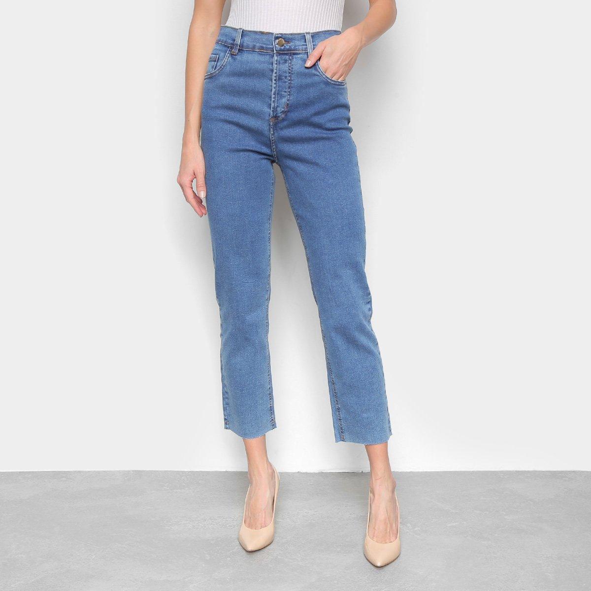 calça jeans reta feminina cintura alta