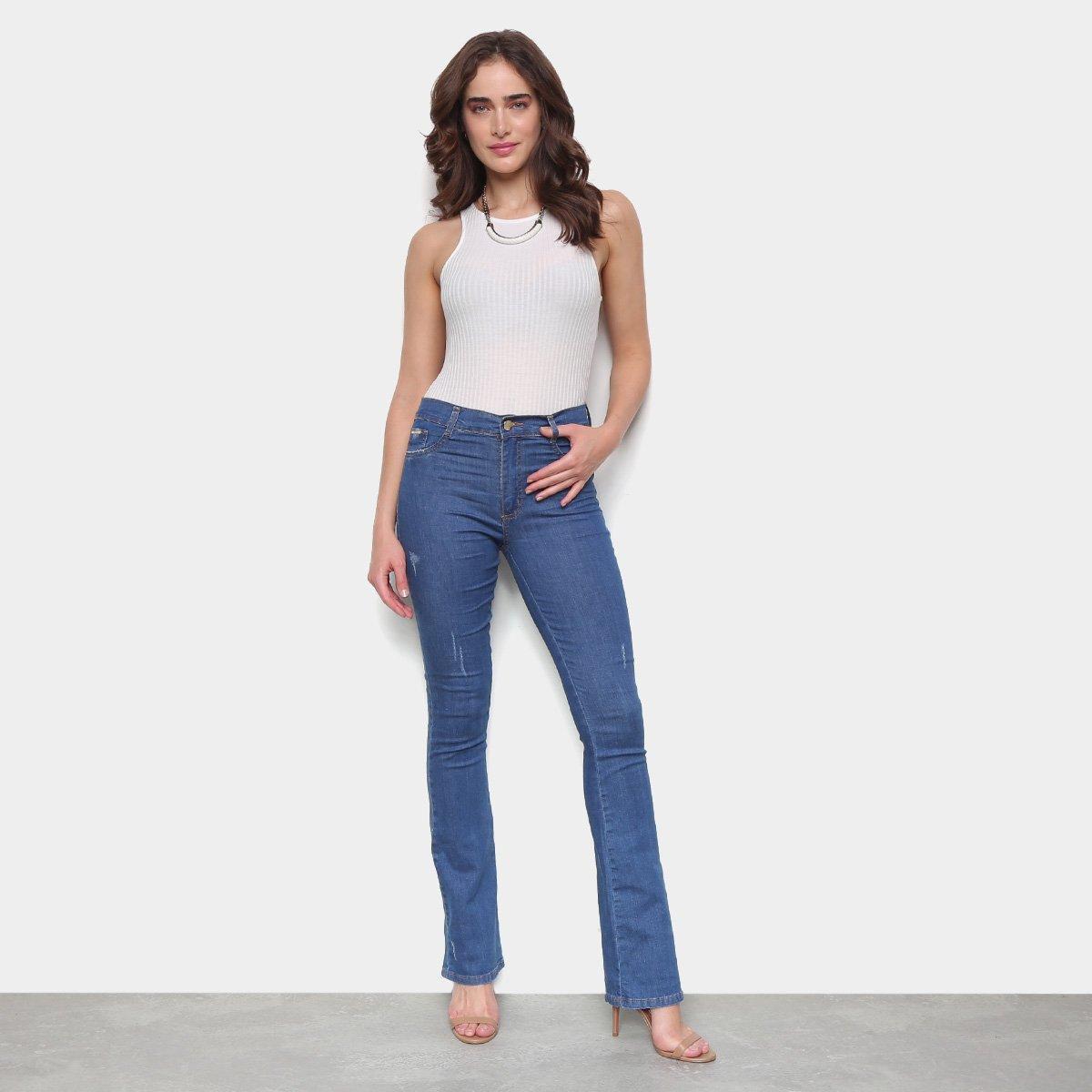 calça jeans feminina sawary boot cut cintura alta