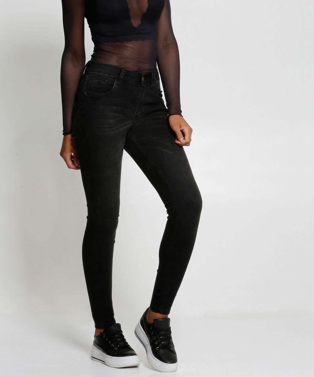 calça jeans skinny feminina cintura alta
