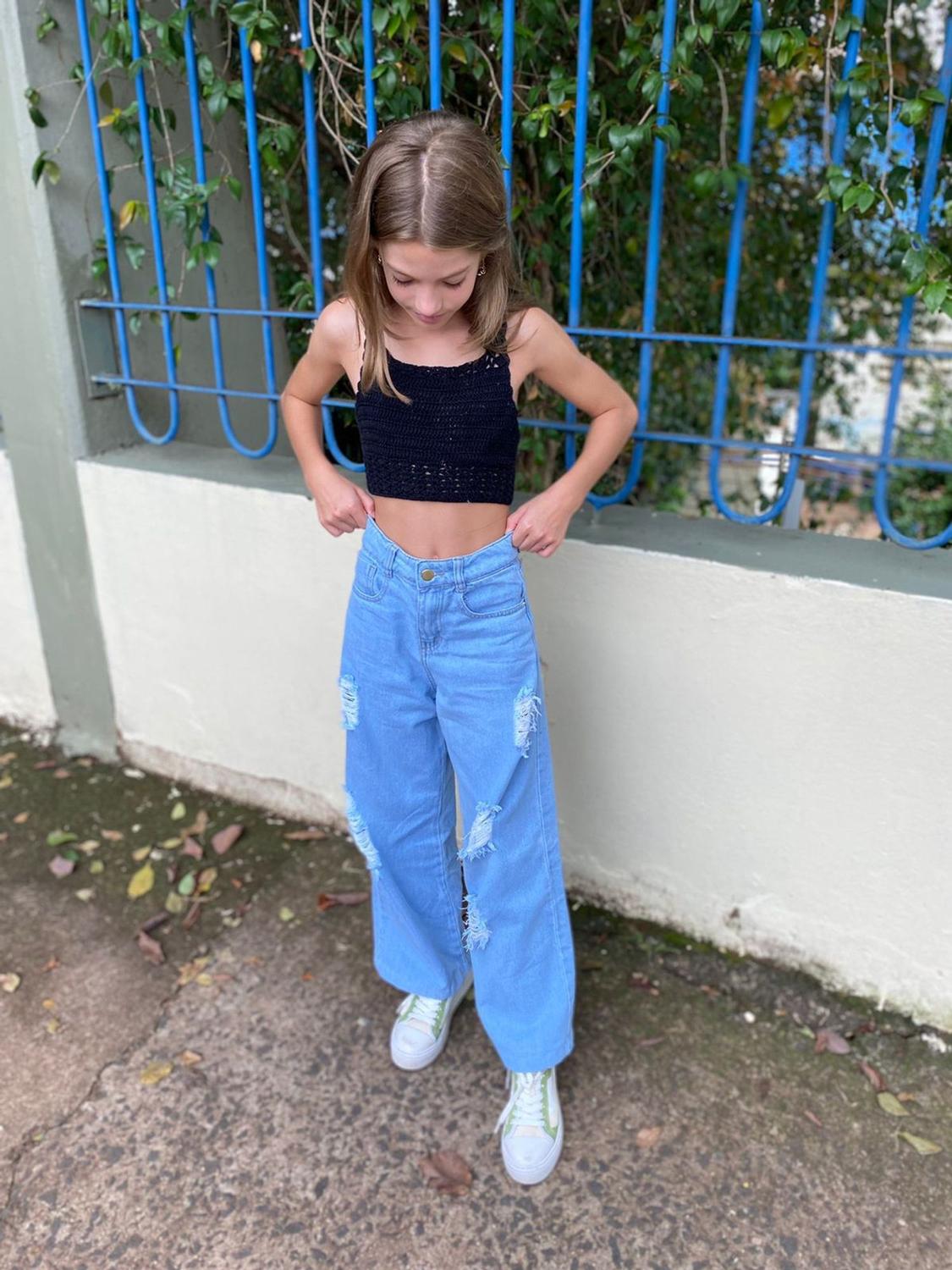 Calça Jeans Wide Leg Feminina Infantil Juvenil (R6232) - review jeans -  Calça Infantil - Magazine Luiza