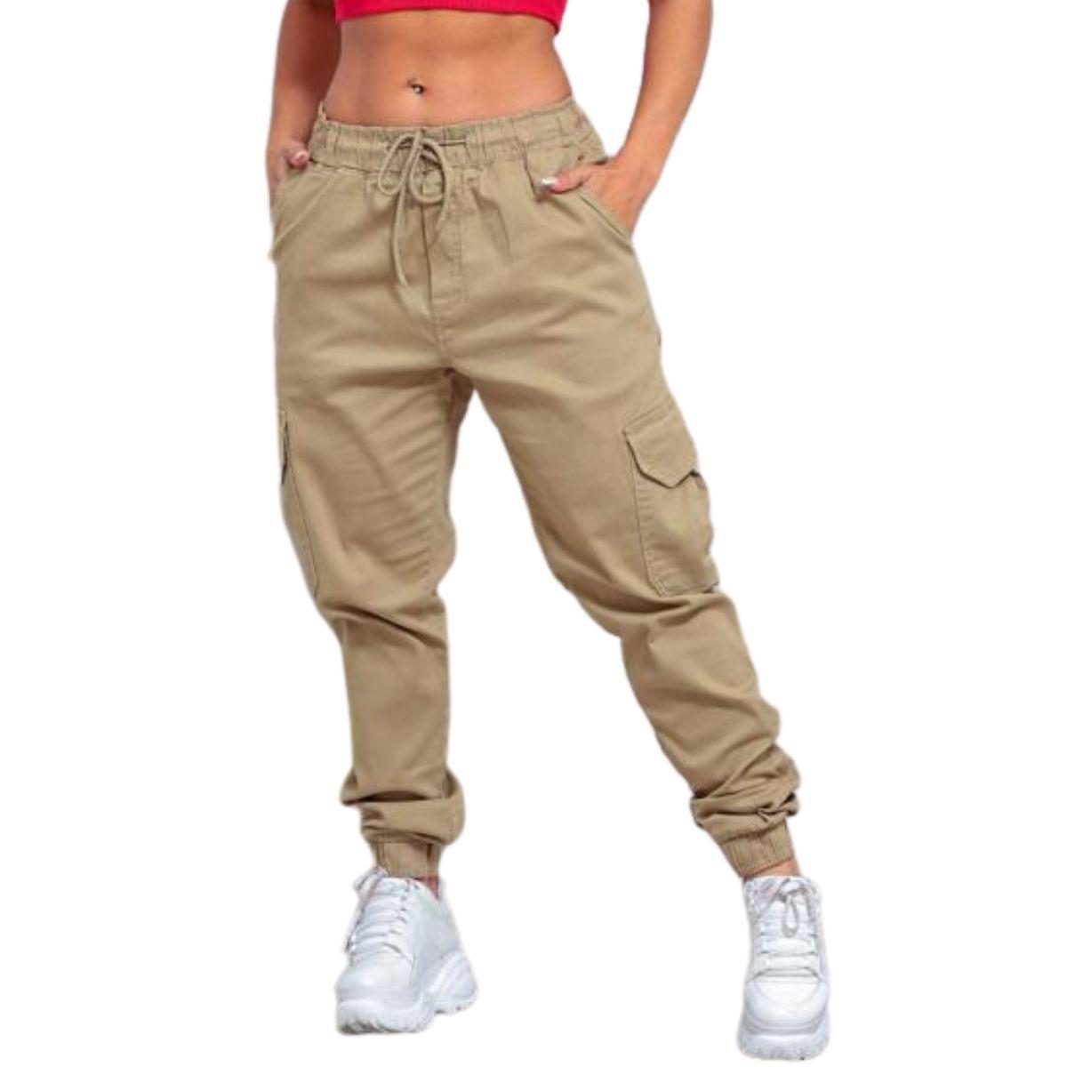 Cargo Calça Jogger Feminina Com Bolso Consciência Calca Jogger