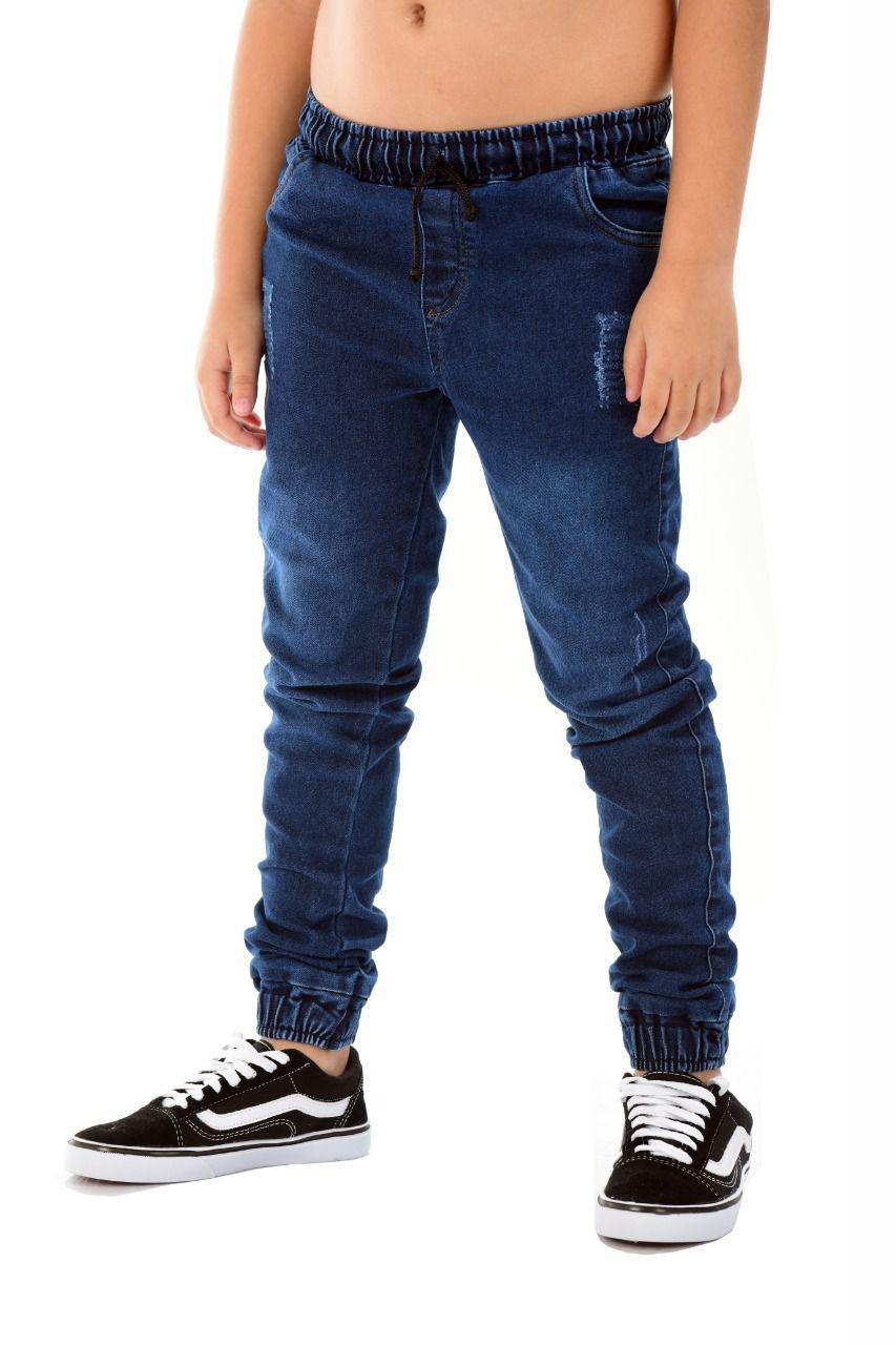 Calça Jogger Jeans Roupa Infantil Juvenil Menino Tendência - Imperios ...
