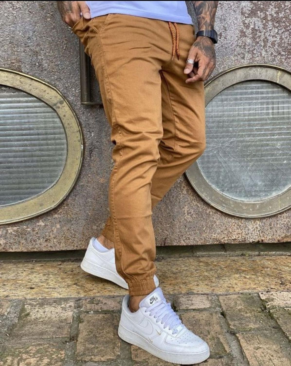 Calça Sarja CalÃ§a Jogger Masculina Marrom Calça Sarja Masculina