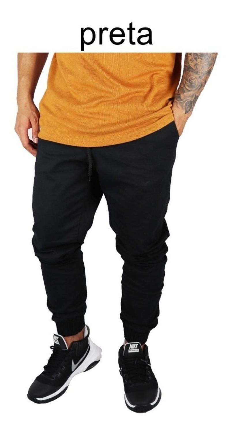 calça jeans jogger azul masculina slim lycra elastico
