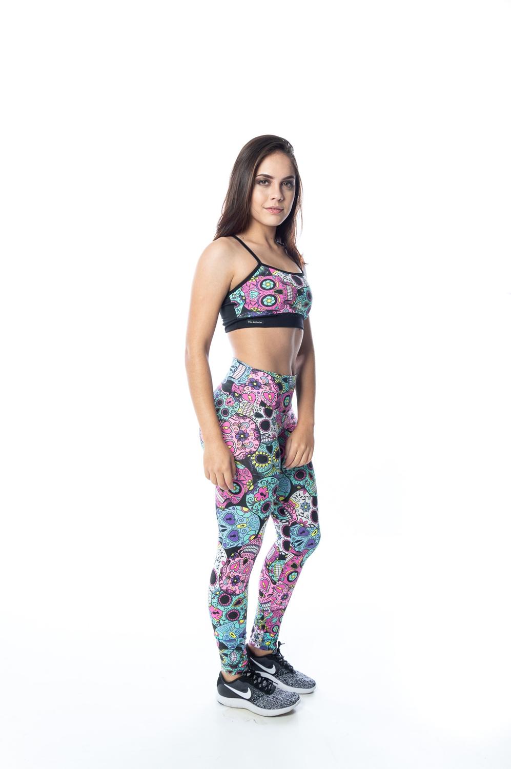 calça legging estampa de caveira