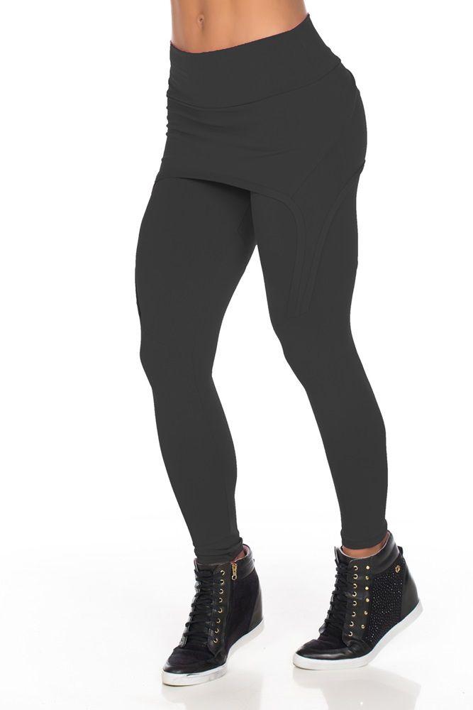 legging preta com saia embutida