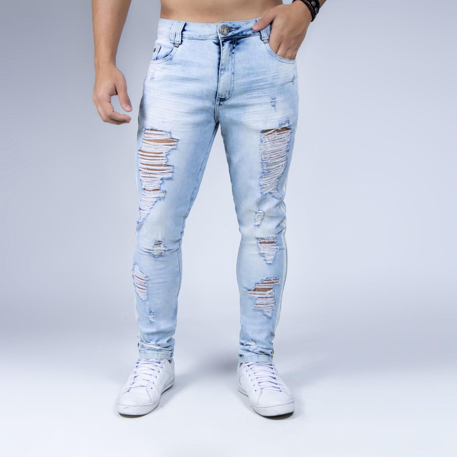 calças jeans masculinas destroyed
