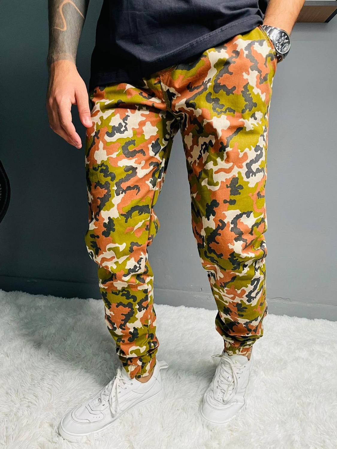 Calça Cargo Camuflada Masculina CalÃ§a Jogger Camuflada Rosa CalÃ