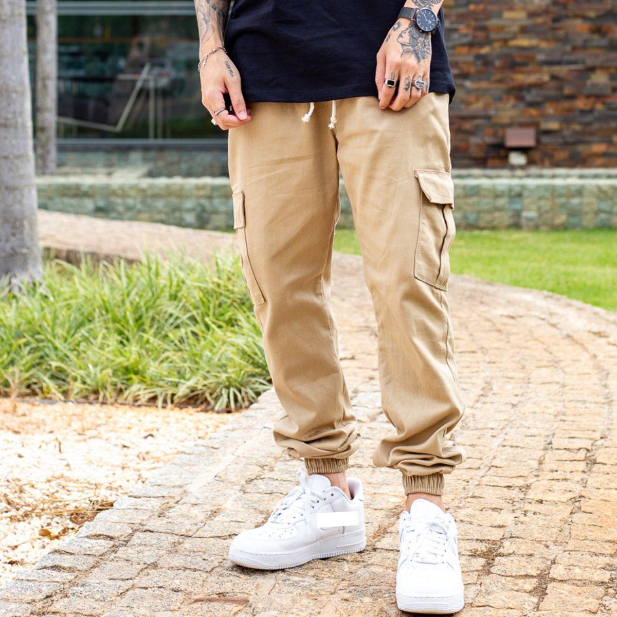 Bolsos CalÃ§a Cargo Caqui CalÃ§a Feminina Sarja Calça Feminina