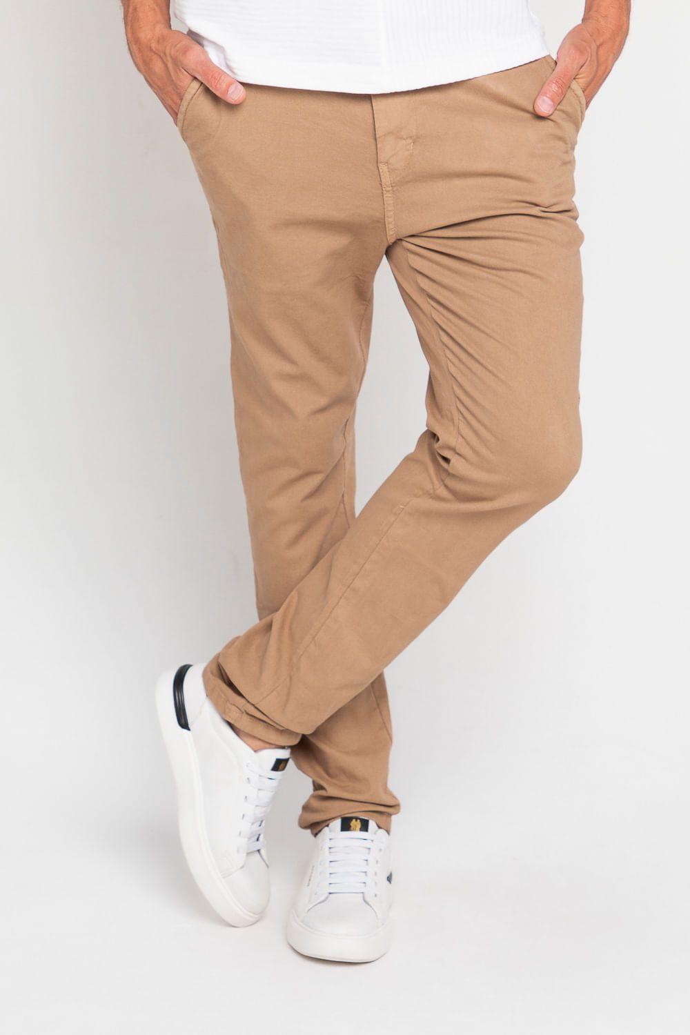 Sarja Alfaiataria Slim Fit CalÇa Social Caqui Masculina Calça