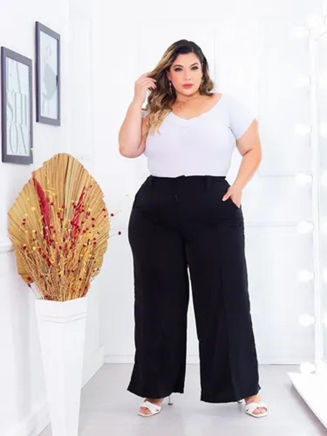 Calça Social CalÃ§a Flare Plus Size Preta Calça Flare Plus Size