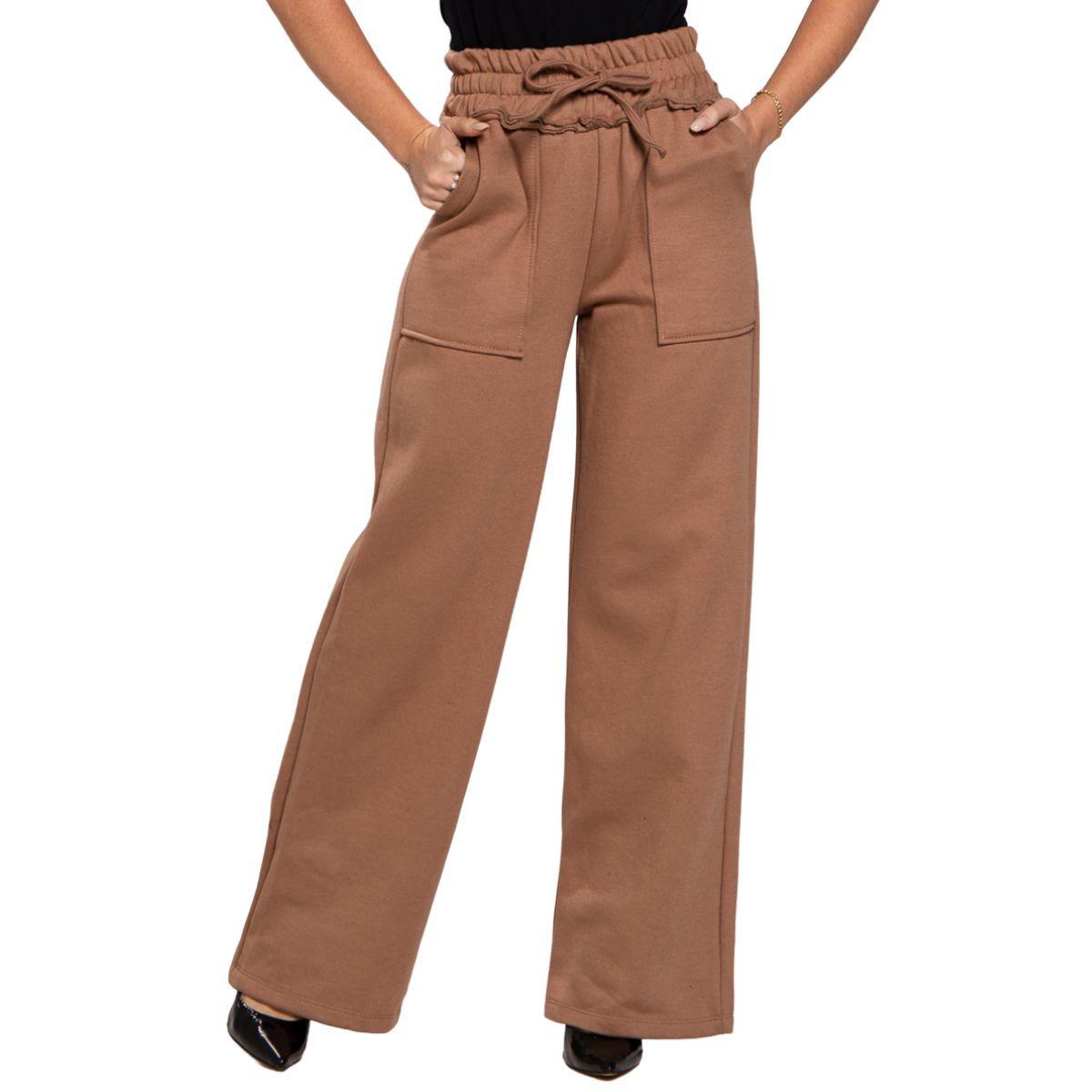 Wide Leg CalÃ§a Moletom Flare Feminina Calça Moletom Plus Moletom