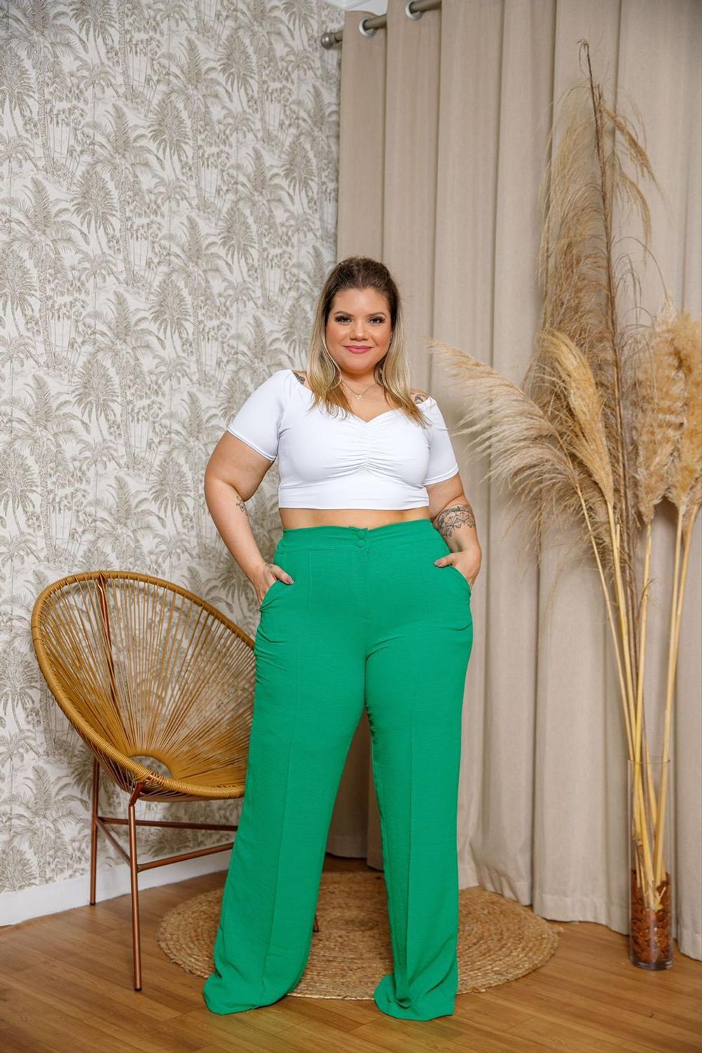 Calça Wide Leg CalÃ§a Pantalona Tecido Mole Calça Wide Leg