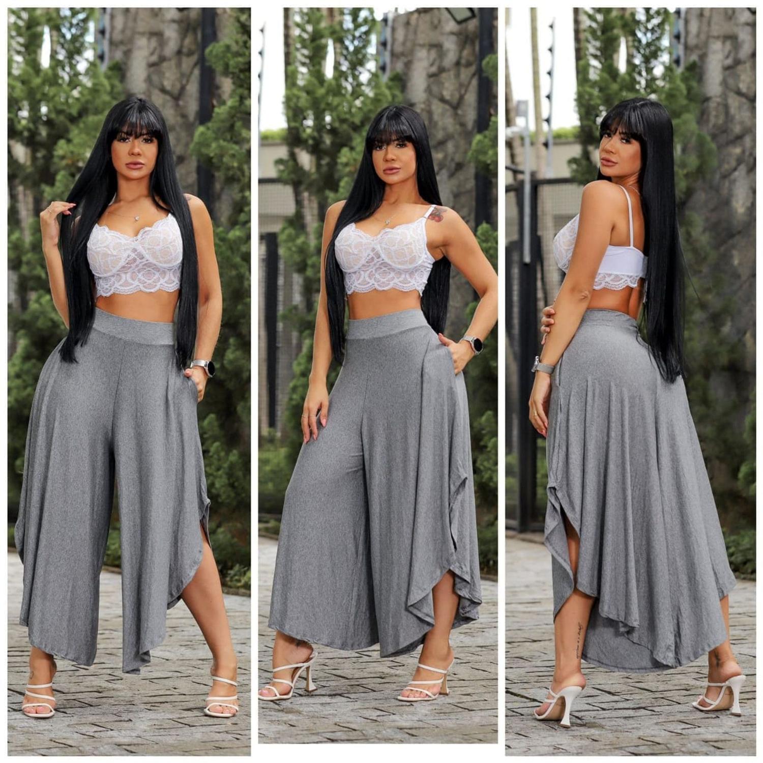 Calça Saia Pantacourt Calca Saia Pantacourt Em Viscose Animal - Main Image