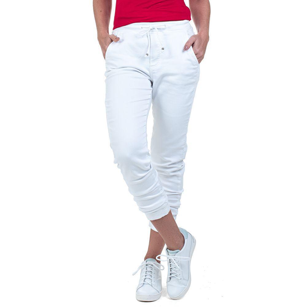 calça de sarja feminina com elastico na cintura