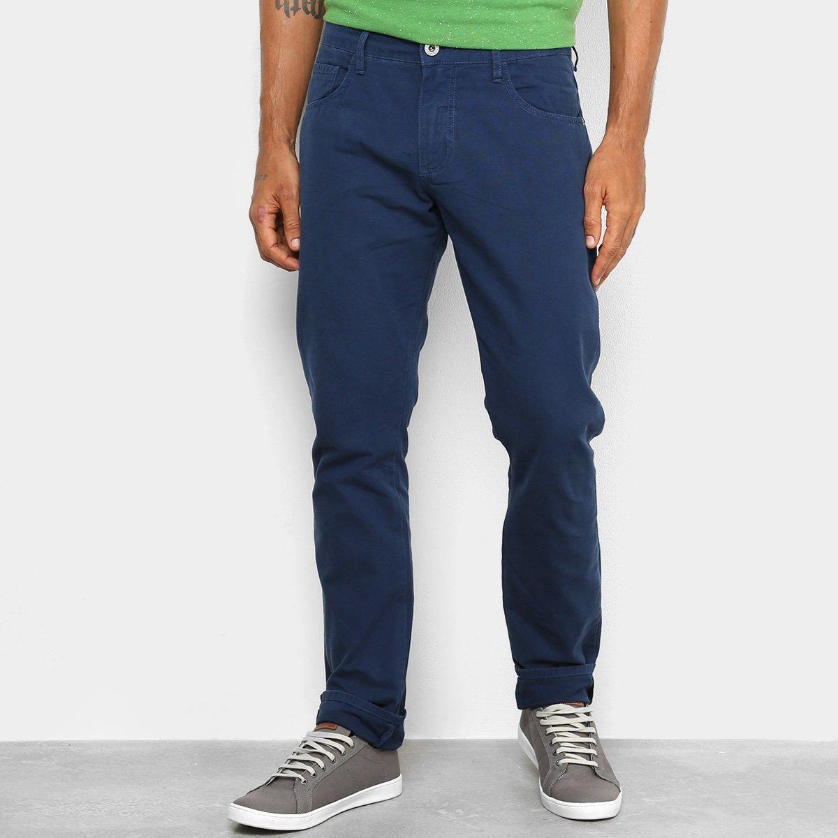 calça de sarja slim masculina