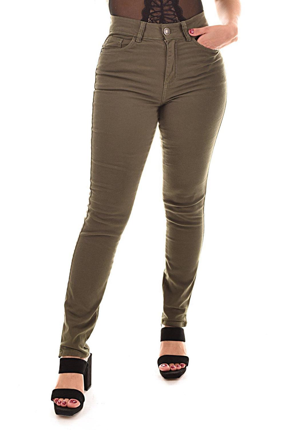 calça skinny verde