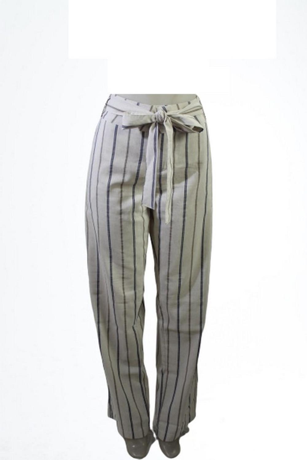 calça de linho azul marinho feminina