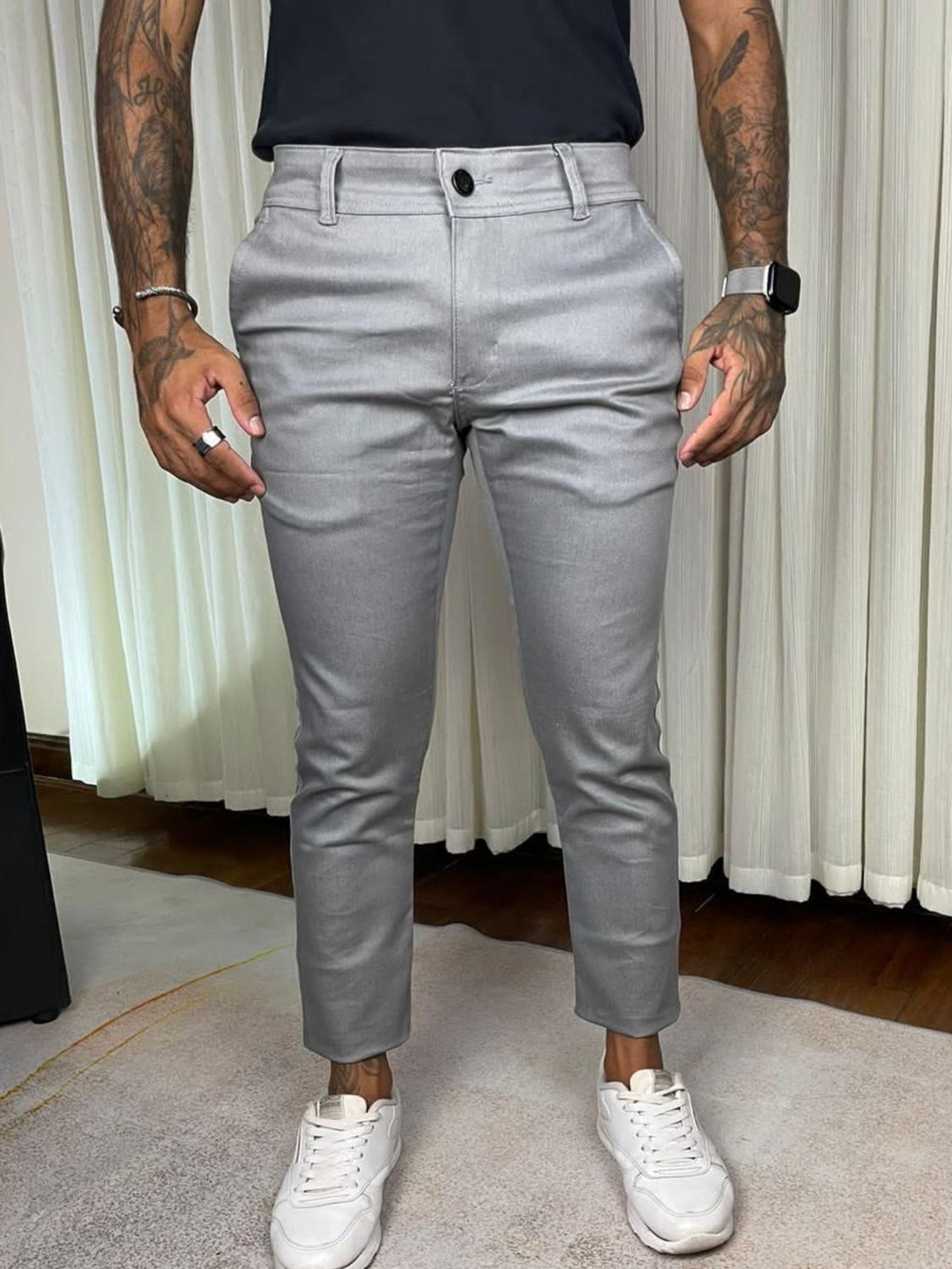 Calça Cinza Claro CalÃ§a Esporte Social Calça Social CalÇas