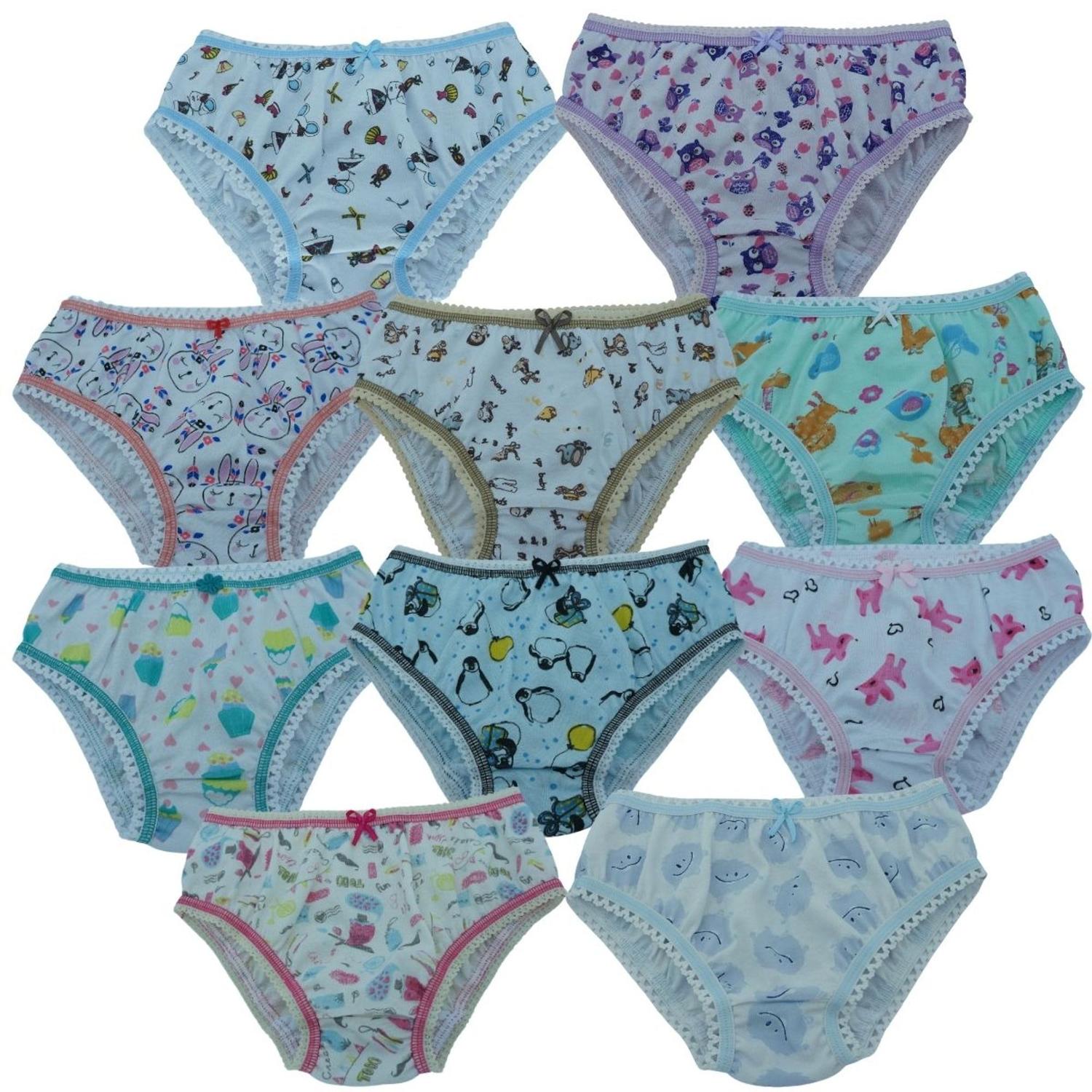 Imagem de Calcinha infantil de algodão, estampas variadas, tamanho G, Kit com 10 un