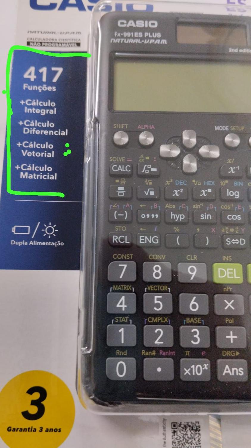 Calculadora Científica Casio C/ 417 Funções, Visor De 4 Linhas Fx-991esplus