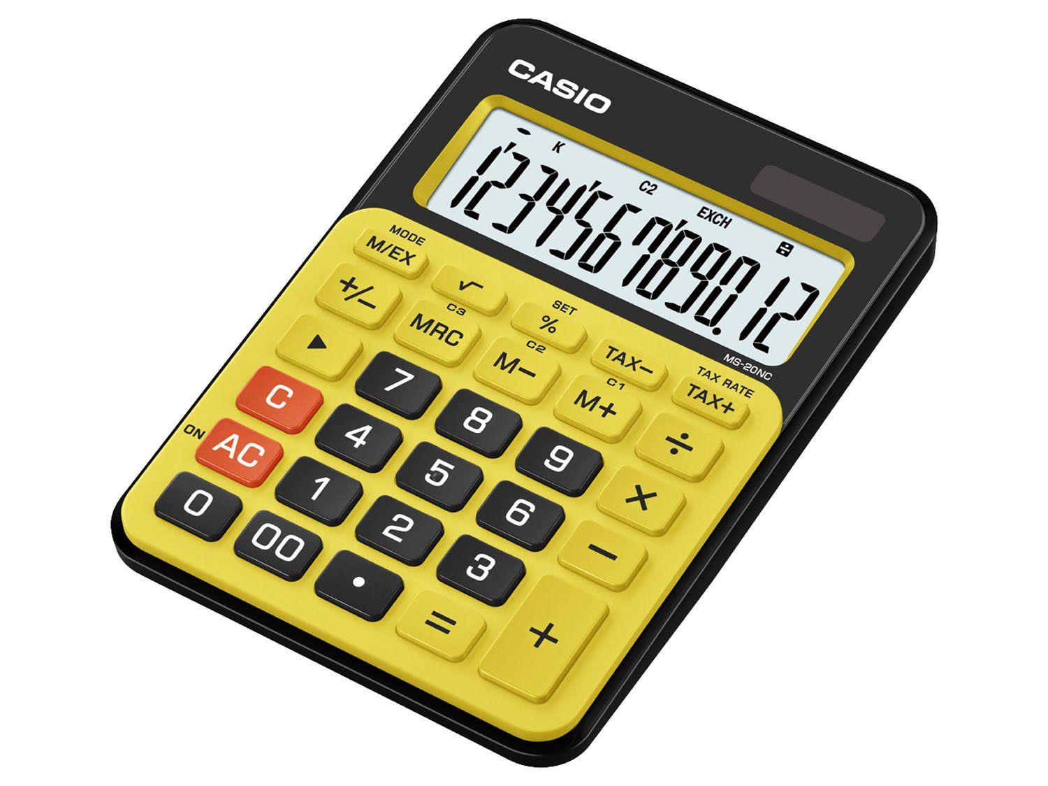 Calculadora de Mesa Casio 12 Dígitos - Colorful MS-20NC Preta e Amarela - Calculadora de Mesa - Magazine Luiza