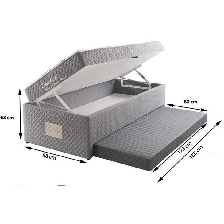 Cama Solteiro Bau Larissa Amarula Com cama auxiliar Dani Framar