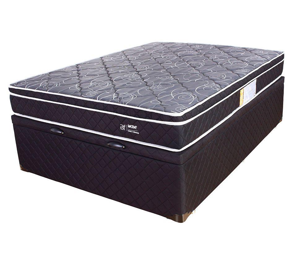 Cama Box Baú Queen (Box + Colchão)Molas Ensacadas Com Pillow BF Colchões 158x198x64cm Cama