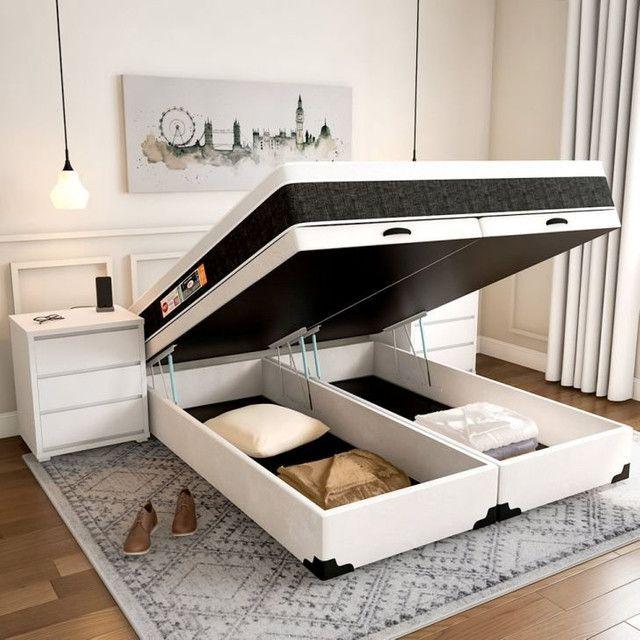 Cama Box Baú Queen Com Pistão A Gás - Imperium do Sono - Base para Cama ...