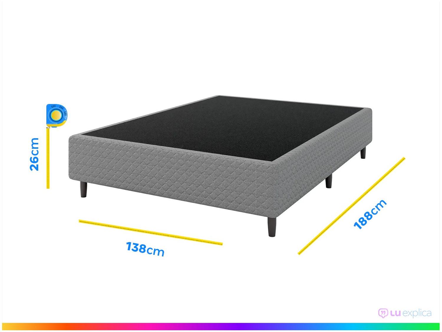 Ilustração técnica da base box de casal com indicação de medida de 26cm de altura