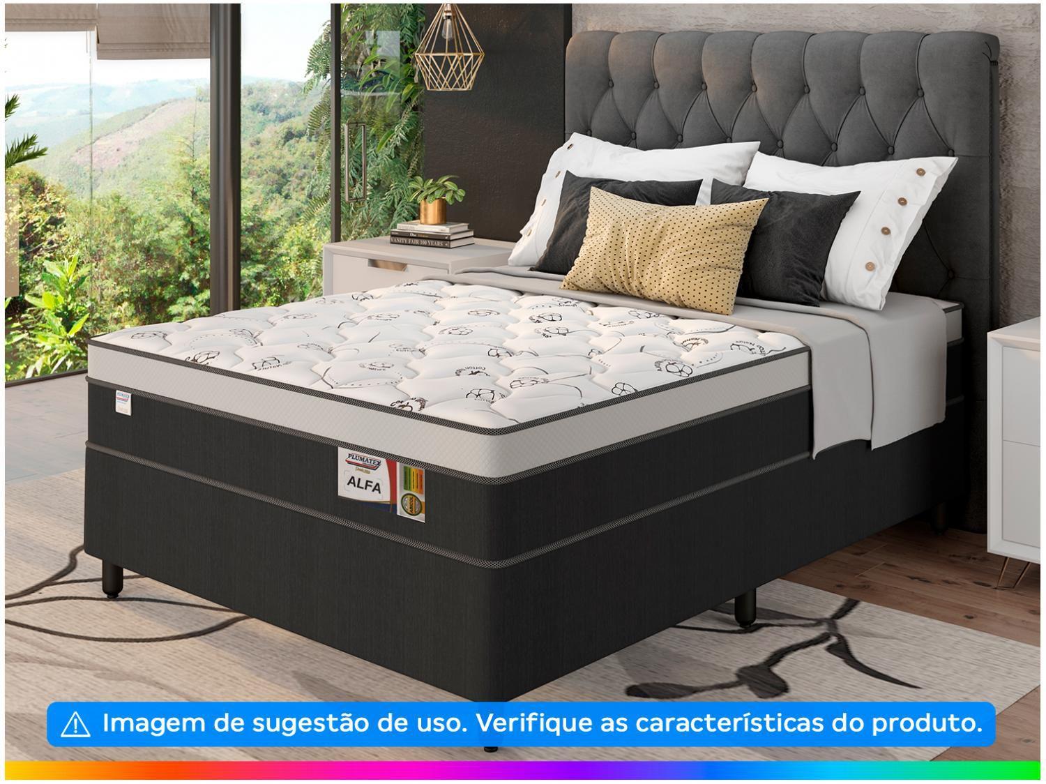 Cama Box Casal (Box + Colchão) – Plumatex Molas Ensacadas Alfa